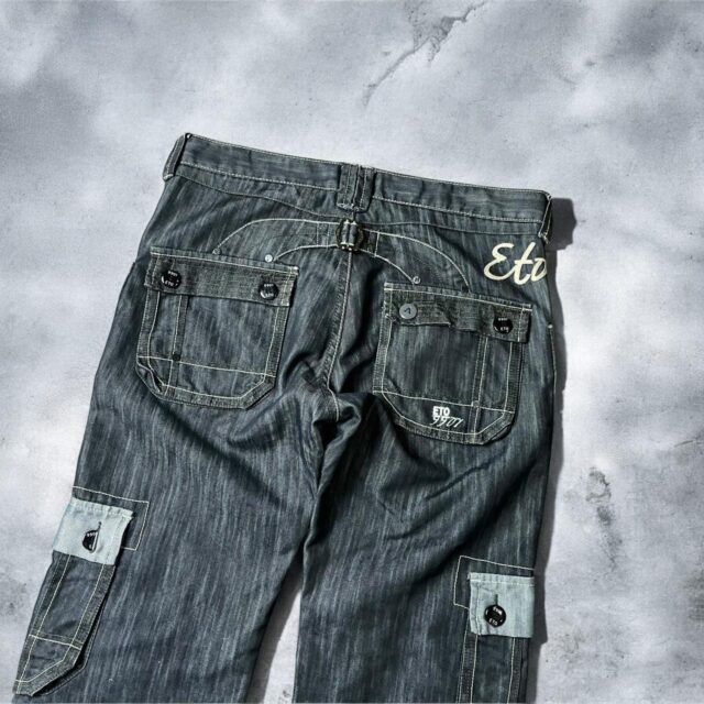 Mens Vintage Baggy Y2K Cargo Jeans - 34"