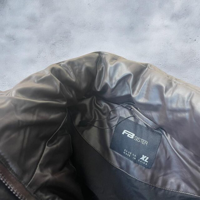 Brown Faux Leather Padded Gilet Puffa - XL