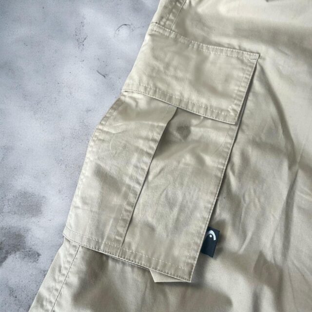 Mens Baggy Y2K Head Beige Cargo Pants - L