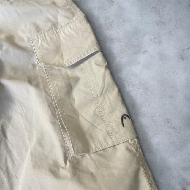 Mens Baggy Y2K Head Beige Cargo Pants - L