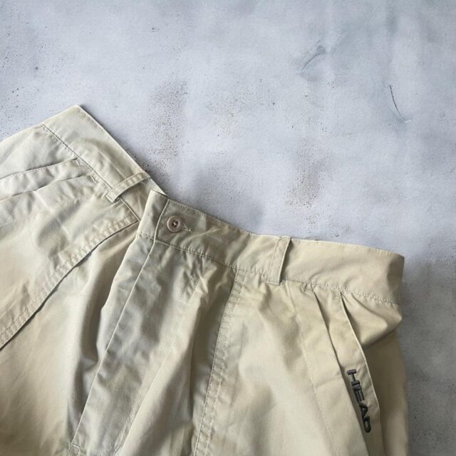 Mens Baggy Y2K Head Beige Cargo Pants - L