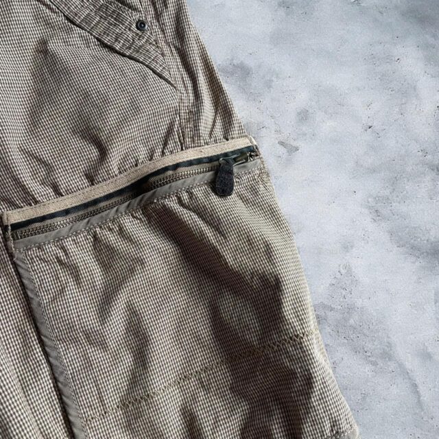 Vintage Y2K Mens Checked Brown Cargo Shorts - 34"