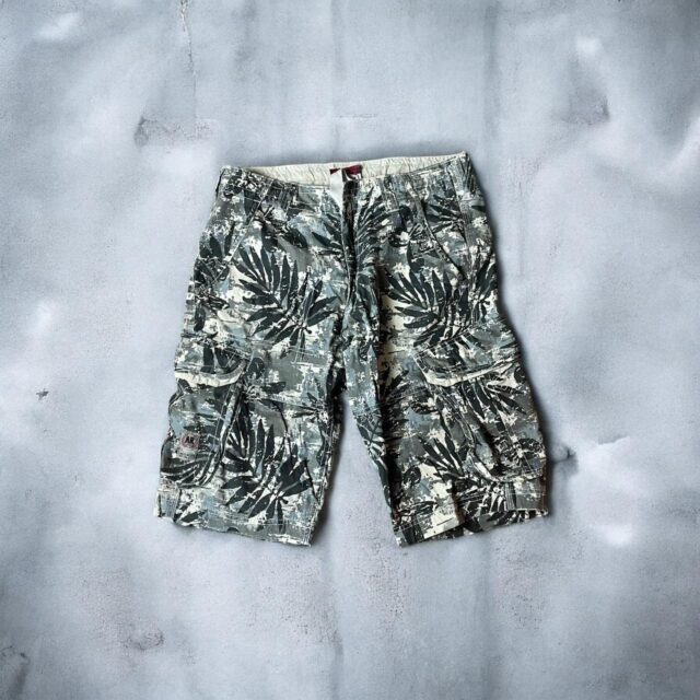 Mens Y2K Camo Tropical Cargo Shorts - M