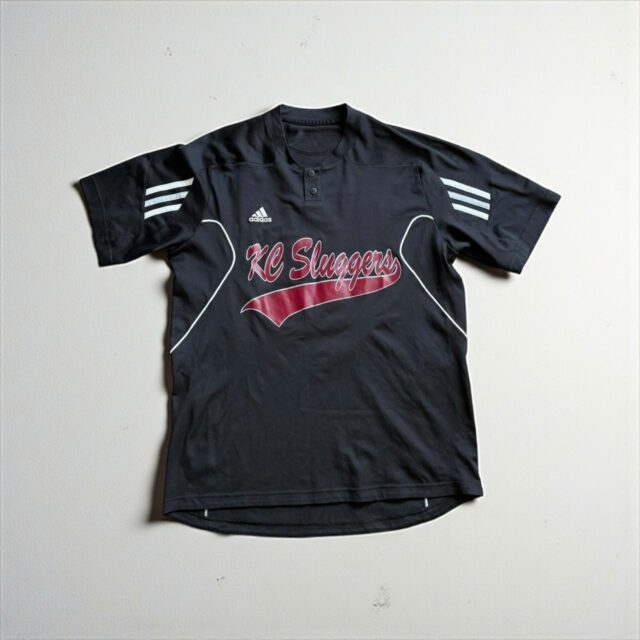 Mens Vintage Black Adidas USA KC Sluggers Jersey Top - M
